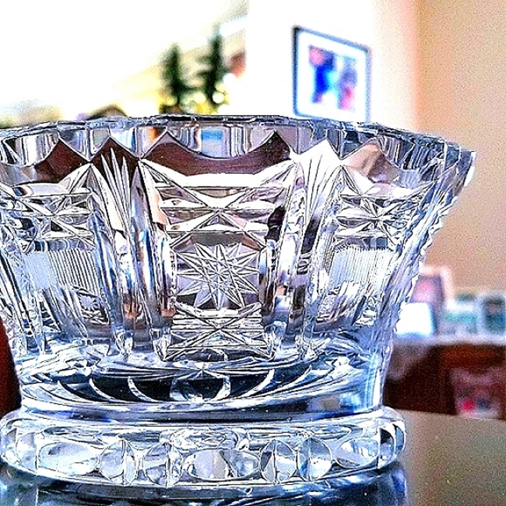 American Brilliant Lead Crystal Cut Glass Antique Bowl